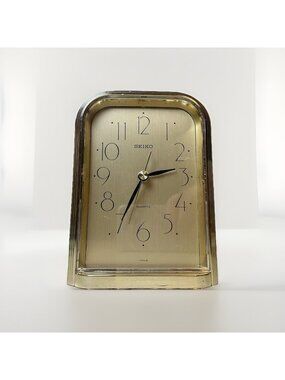 SEIKO table clock Showa retro clock vintage Works Plastic Vintage Gold Tone MCM
